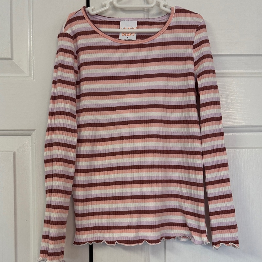 Jumping Beans Pink and Brown Striped Top